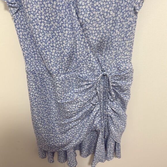 Veronica Beard Teagan Ruched Blue/White Faux Wrap Silk Dress. Size 10. - Picture 6 of 11